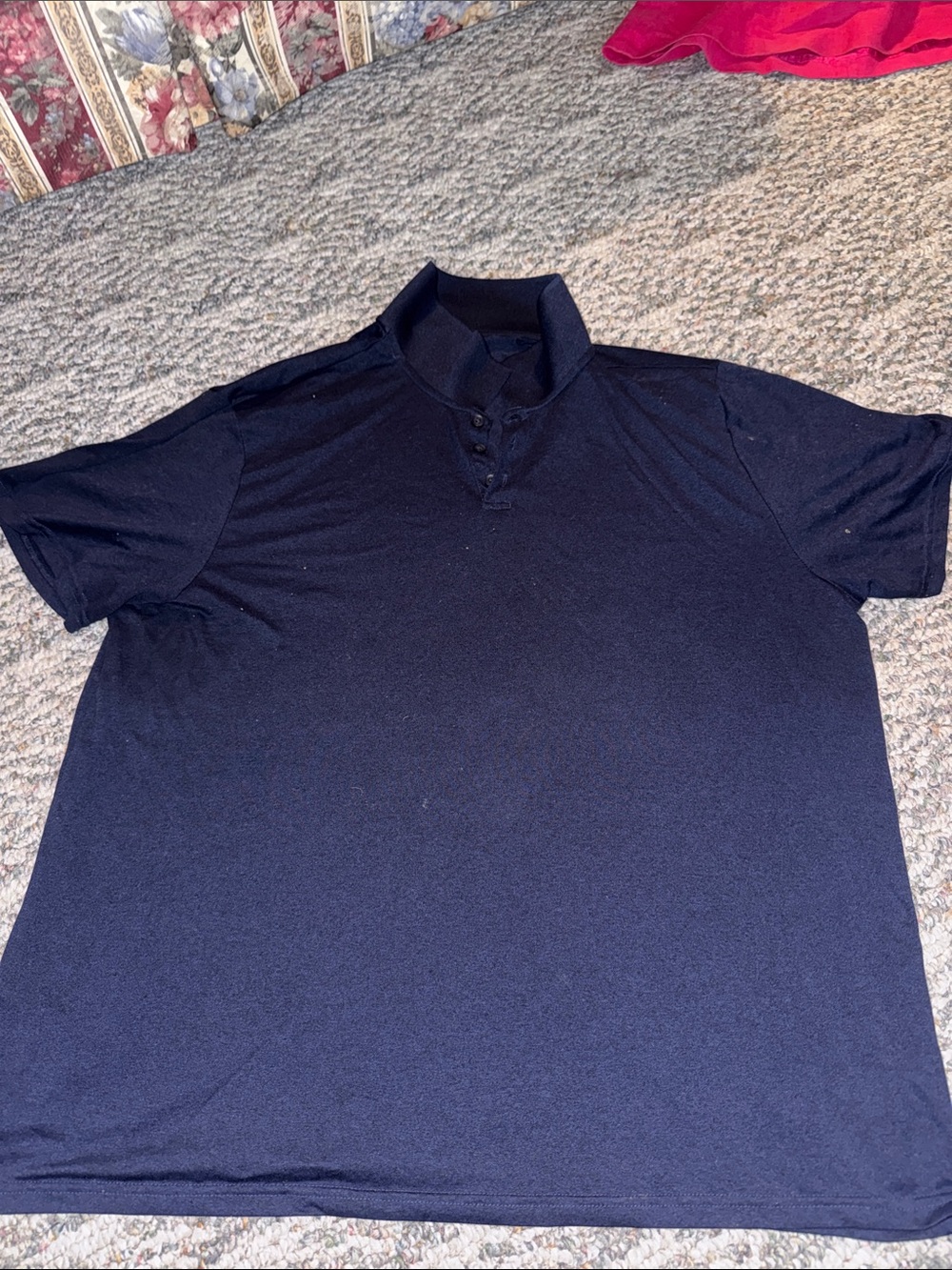 Old Navy Men's Navy Short-Sleeve Polo with Buttoned Stand Collar